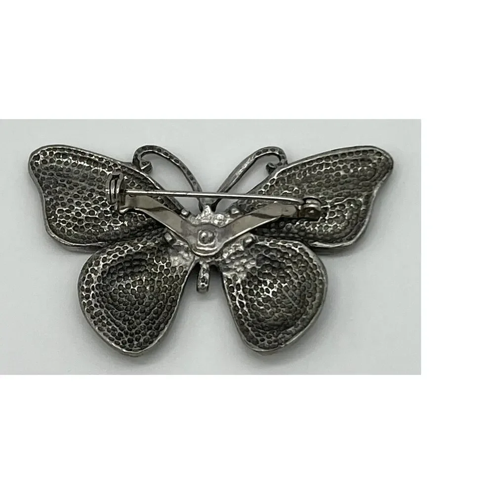 Silvertone Textured Butterfly Whimsical Pin Brooch Jewelry Fashion Accessory